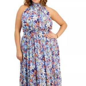 Plus Size Halter-Neck Sleeveless Chiffon Maxi Dress, Size 18W, Worn ONCE